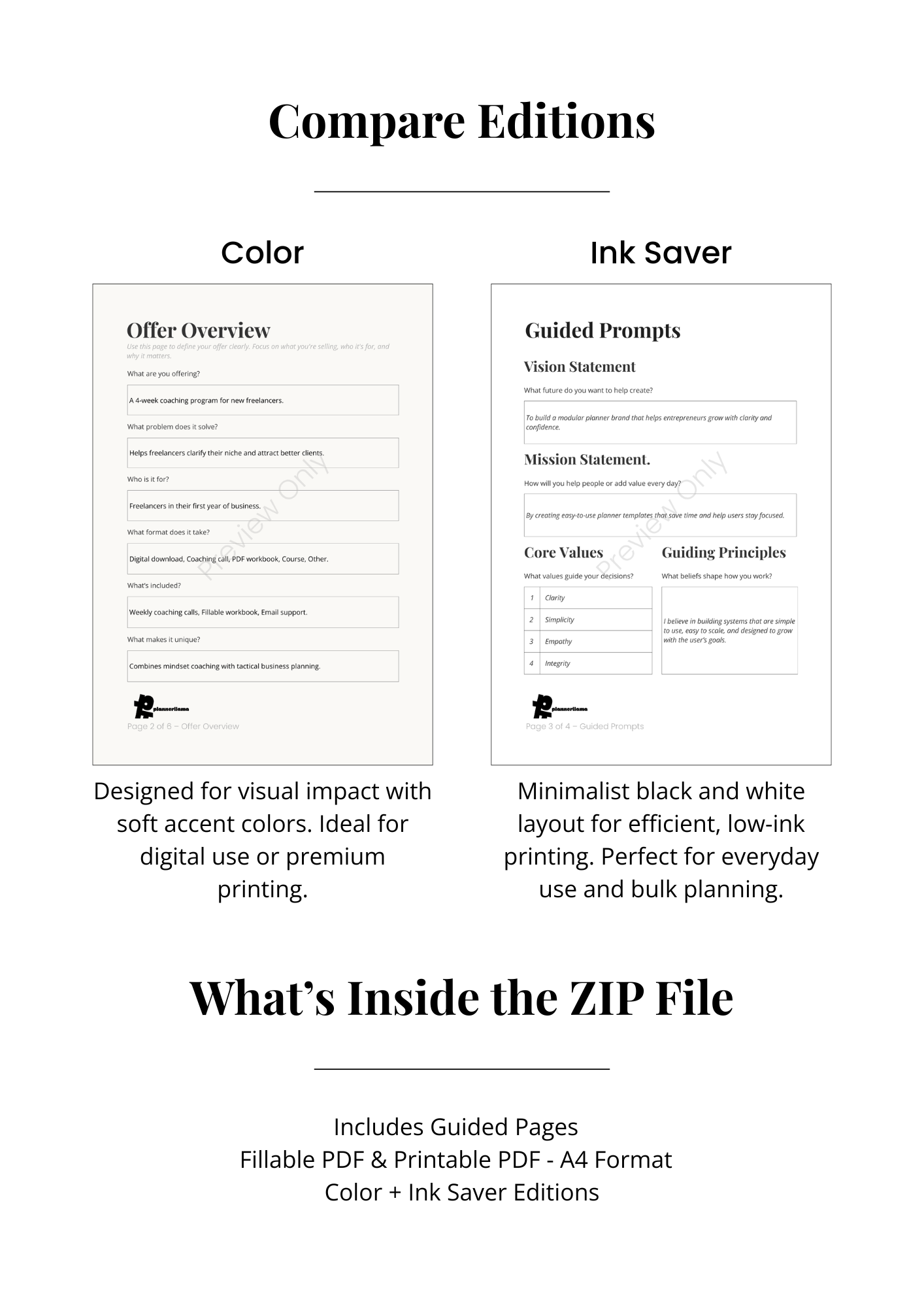 Offer Stacker – Module 5 | Color + Ink Saver Planner PDF