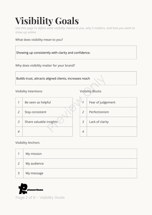 Visibility Planner – Module 7 | Color + Ink Saver Planner PDF