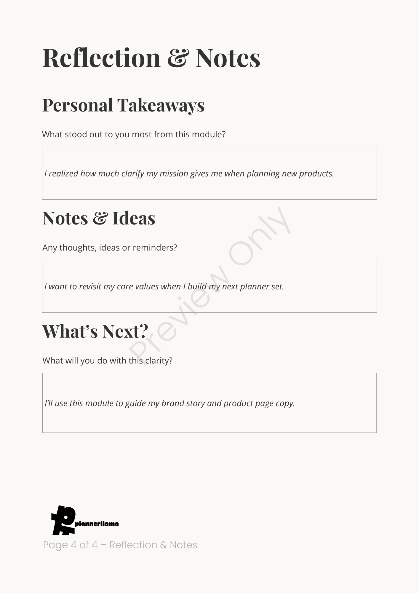Vision & Mission Builder – Module 1 | Color + Ink Saver Planner PDF