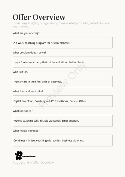 Offer Builder – Module 2 | Color + Ink Saver Planner PDF