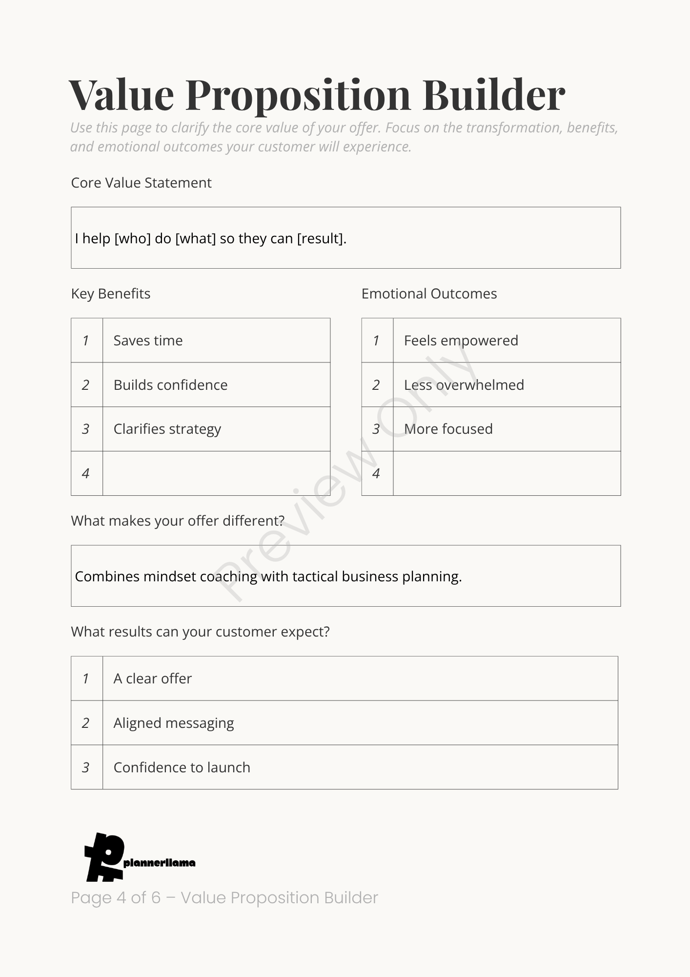 Offer Builder – Module 2 | Color + Ink Saver Planner PDF