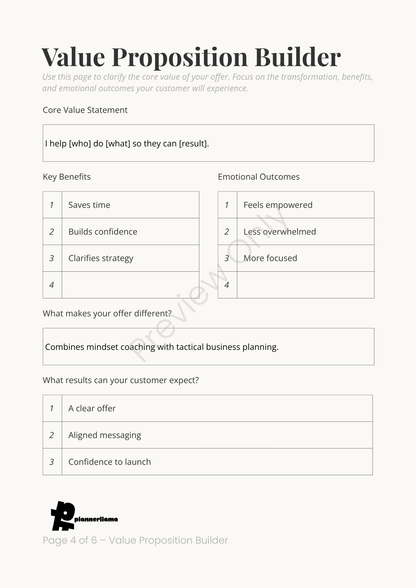 Offer Builder – Module 2 | Color + Ink Saver Planner PDF