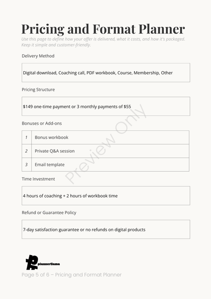 Offer Builder – Module 2 | Color + Ink Saver Planner PDF