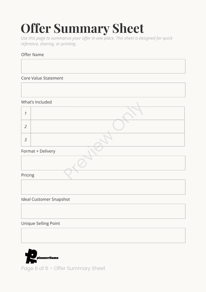 Offer Builder – Module 2 | Color + Ink Saver Planner PDF