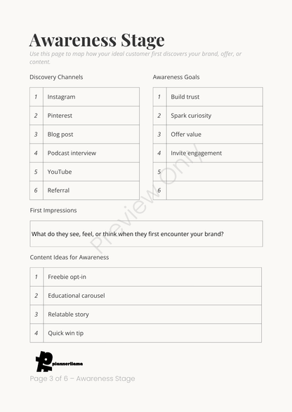 Customer Journey Mapper – Module 3 | Color + Ink Saver Planner PDF