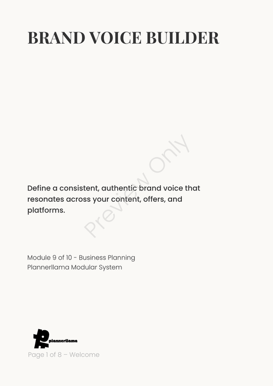 Brand Voice Builder – Module 9 | Color + Ink Saver Planner PDF