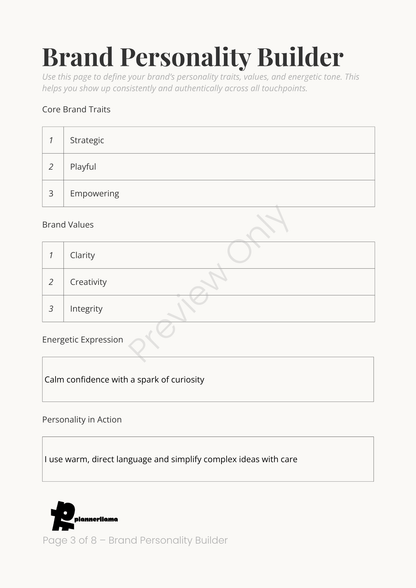 Brand Voice Builder – Module 9 | Color + Ink Saver Planner PDF