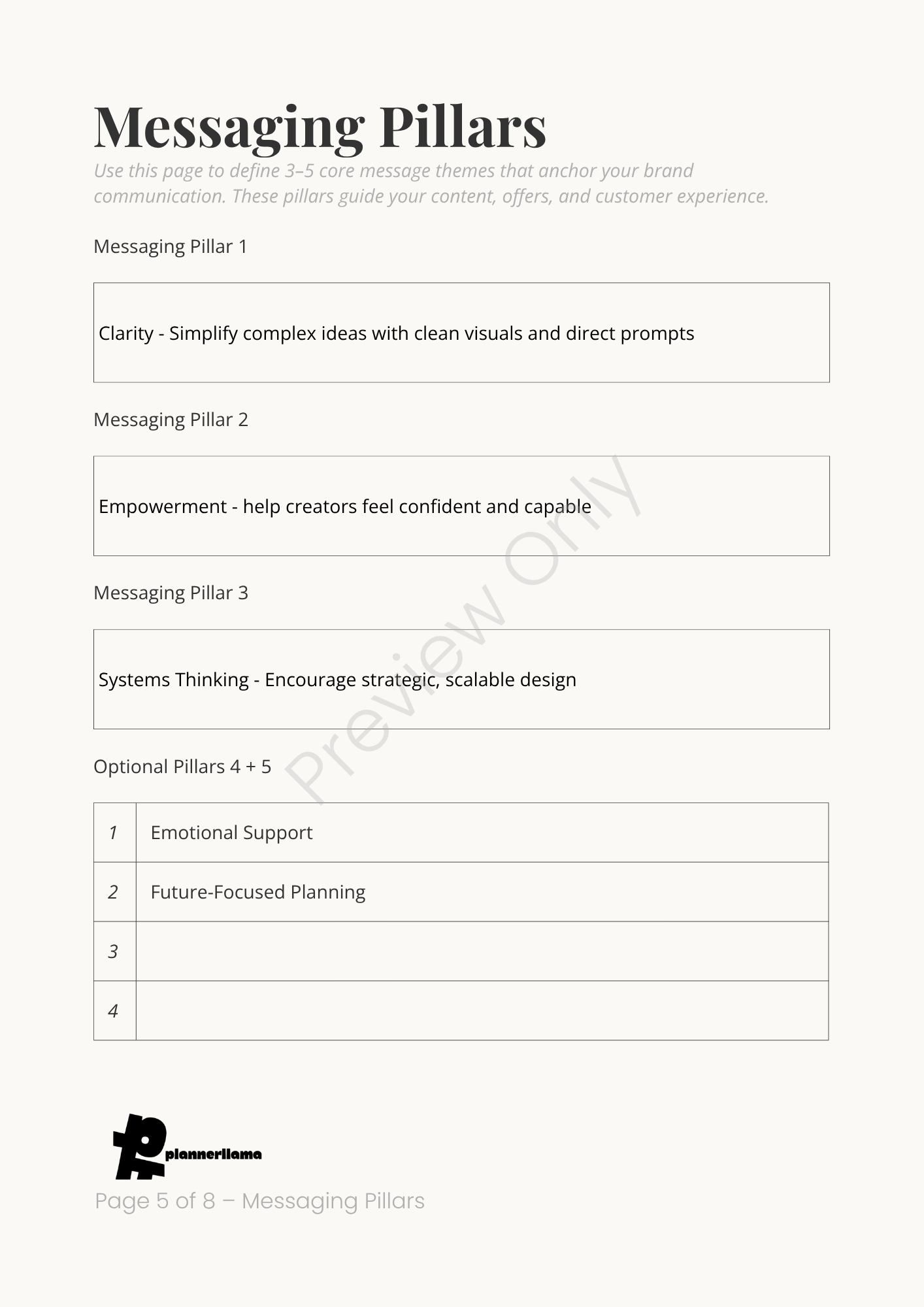 Brand Voice Builder – Module 9 | Color + Ink Saver Planner PDF
