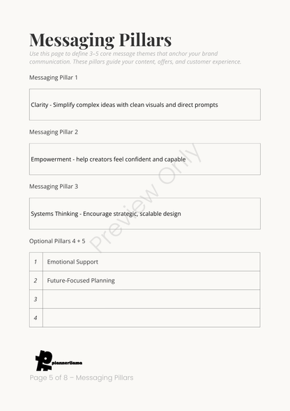 Brand Voice Builder – Module 9 | Color + Ink Saver Planner PDF