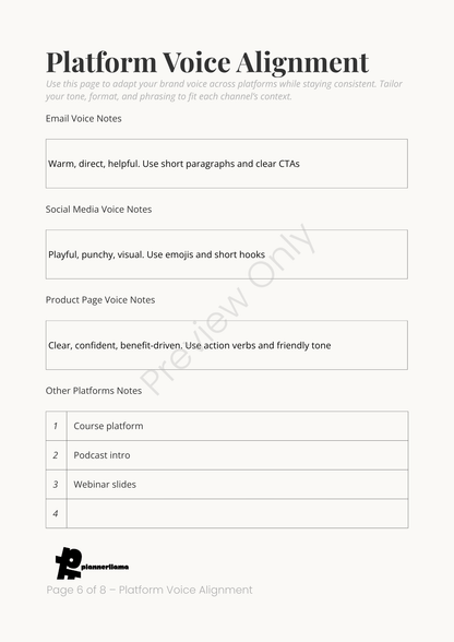 Brand Voice Builder – Module 9 | Color + Ink Saver Planner PDF