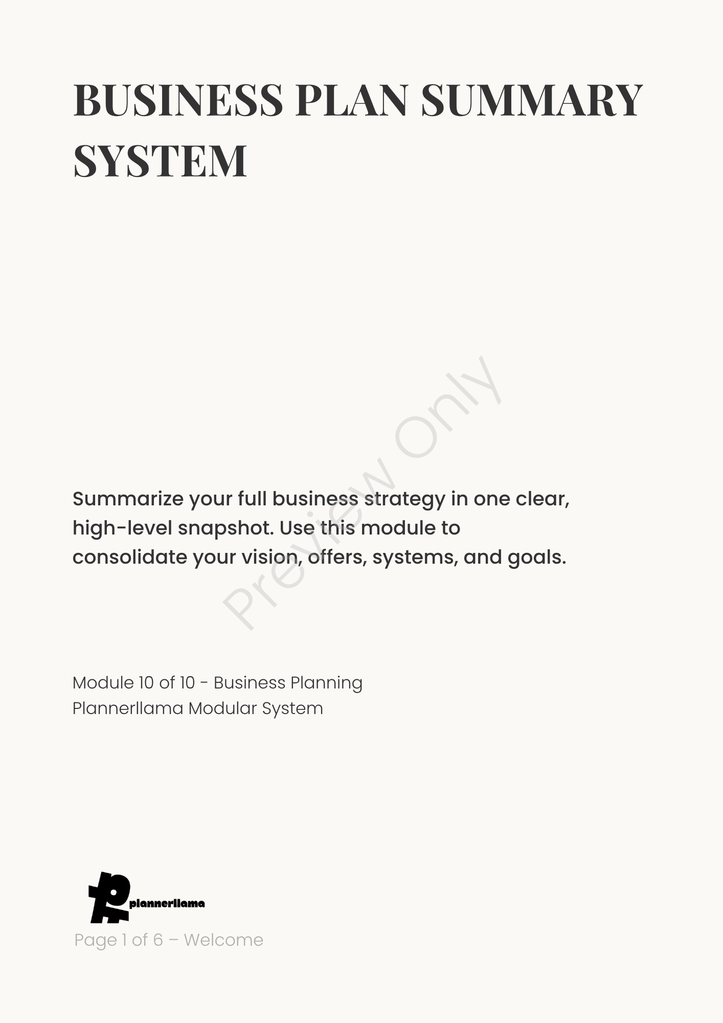 Business Plan Planner System – Full 10-Module Bundle | Color + Ink Saver PDF