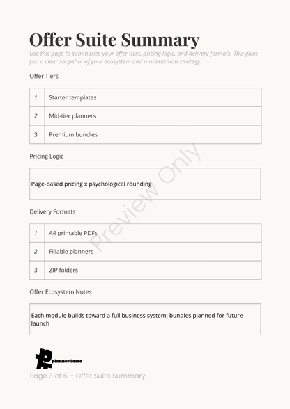 Business Plan Summary System – Module 10 | Color + Ink Saver Planner PDF