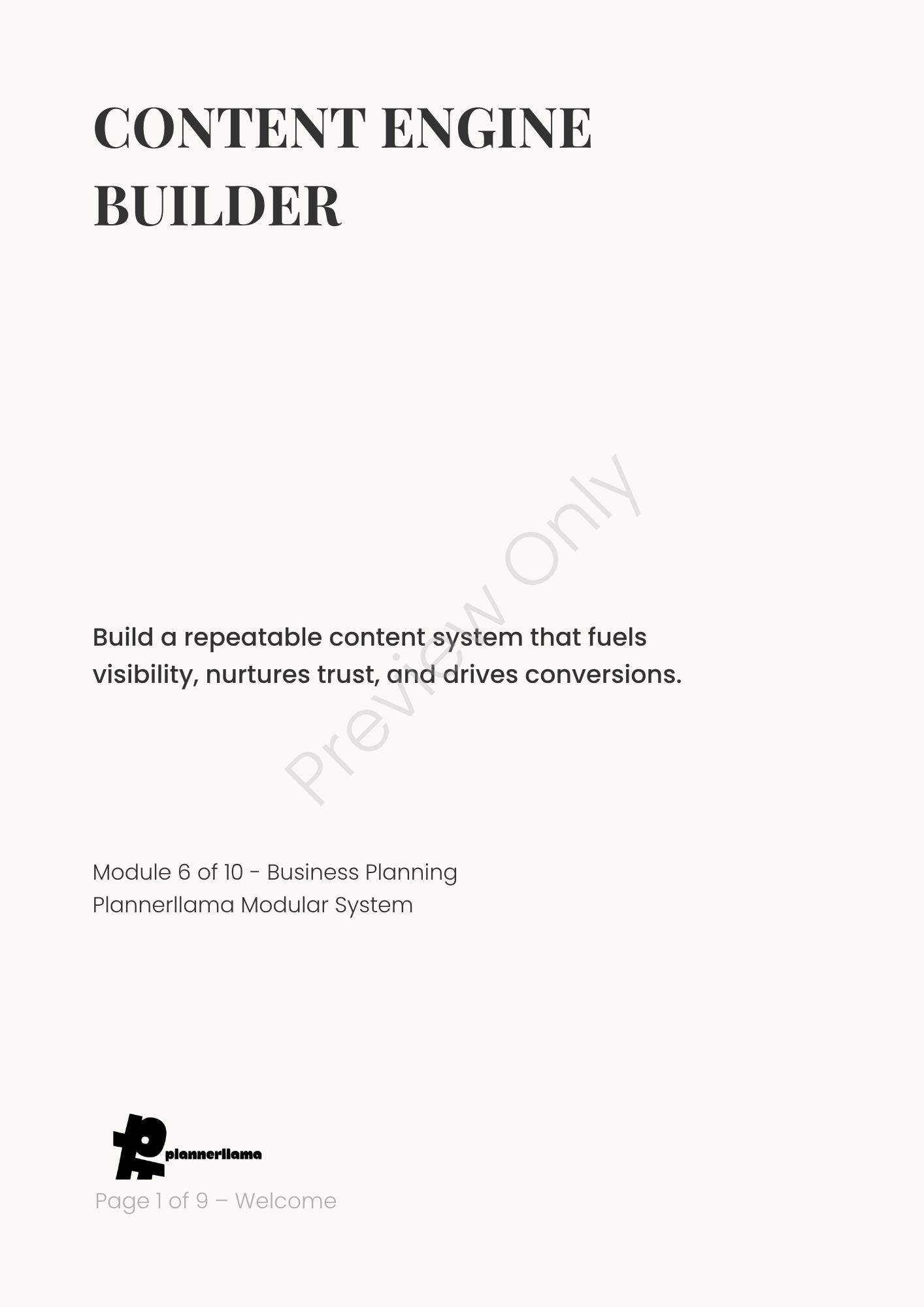 Content Engine Builder – Module 6 | Color + Ink Saver Planner PDF