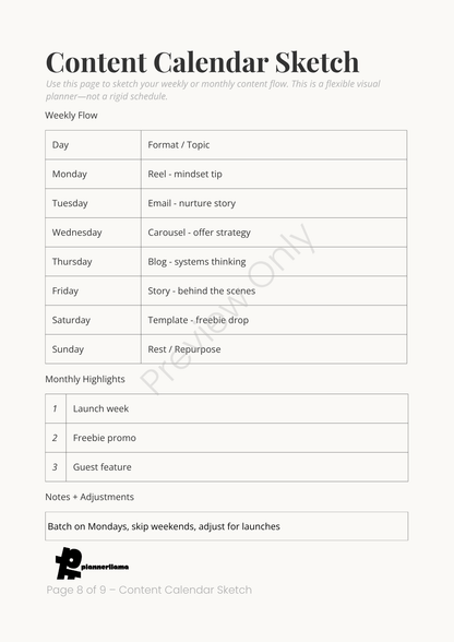 Content Engine Builder – Module 6 | Color + Ink Saver Planner PDF