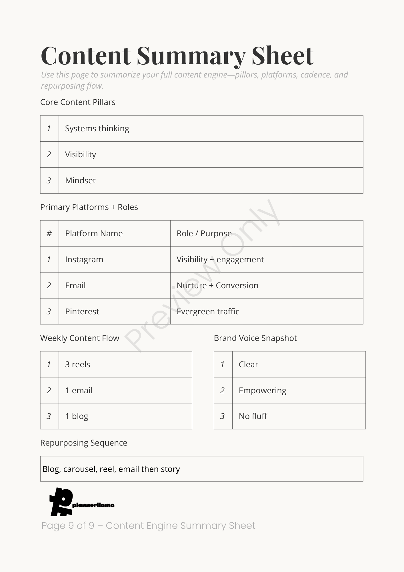 Content Engine Builder – Module 6 | Color + Ink Saver Planner PDF