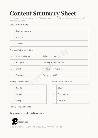 Content Engine Builder – Module 6 | Color + Ink Saver Planner PDF