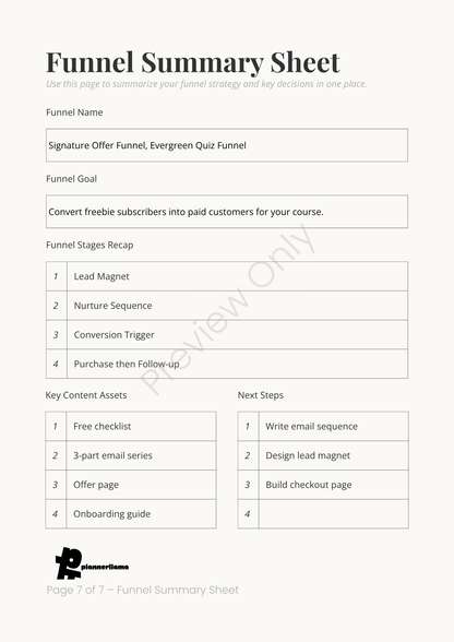 Funnel Builder – Module 4 | Color + Ink Saver Planner PDF