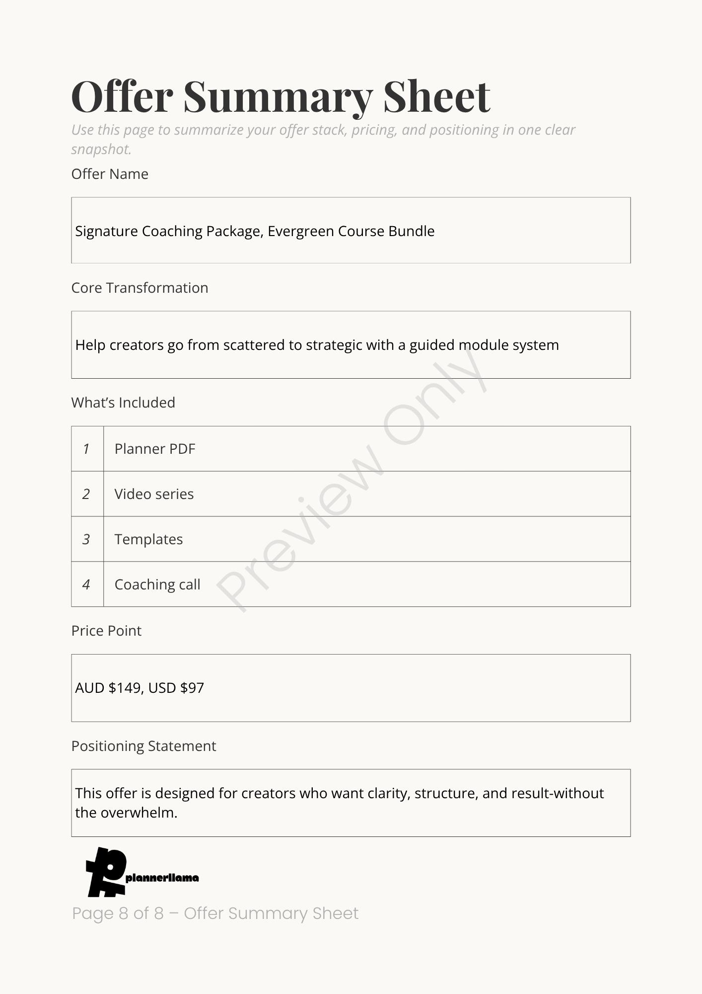 Offer Stacker – Module 5 | Color + Ink Saver Planner PDF