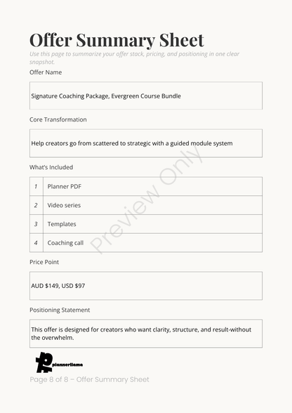 Offer Stacker – Module 5 | Color + Ink Saver Planner PDF