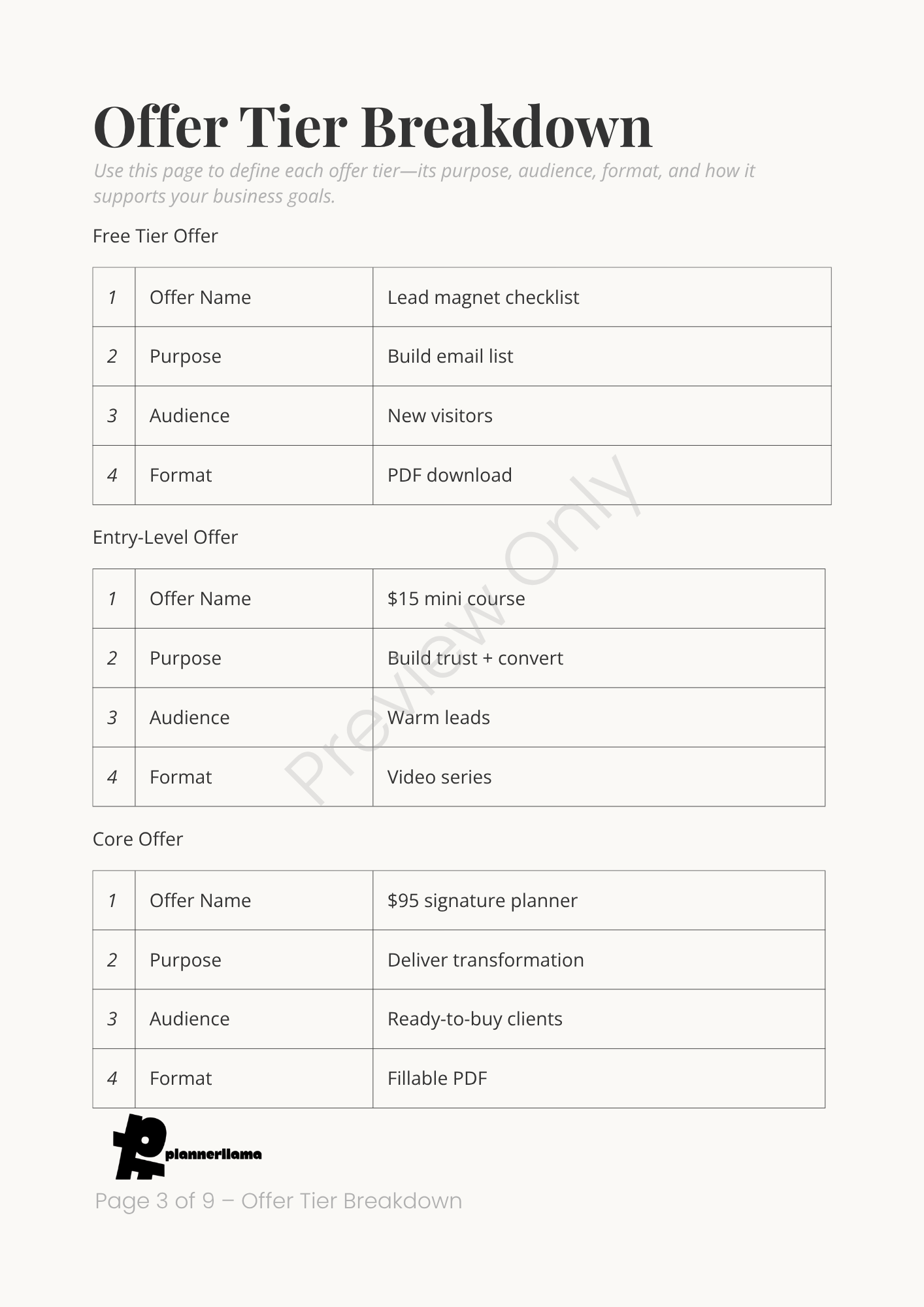 Offer Suite Planner – Module 8 | Color + Ink Saver Planner PDF