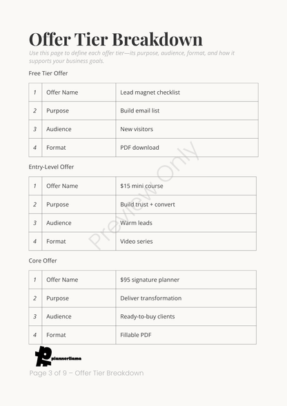 Offer Suite Planner – Module 8 | Color + Ink Saver Planner PDF