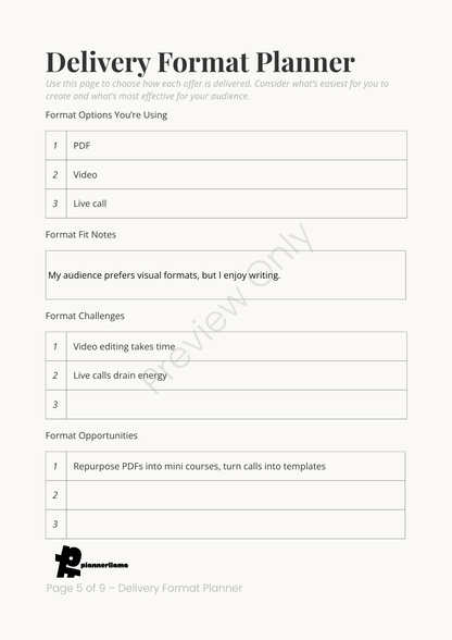Offer Suite Planner – Module 8 | Color + Ink Saver Planner PDF