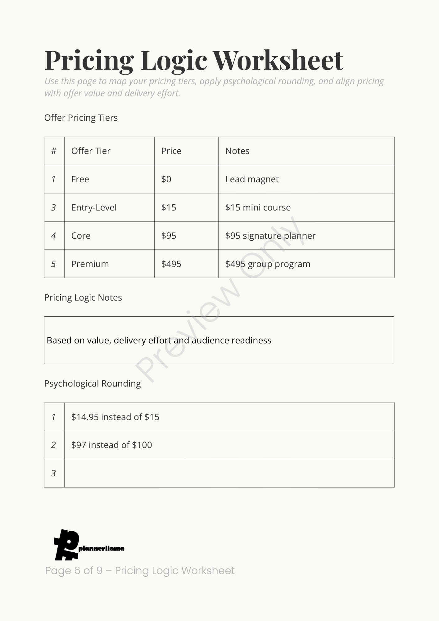 Offer Suite Planner – Module 8 | Color + Ink Saver Planner PDF