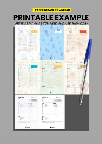 Generic Daily Planner – Undated, Printable & Fillable (A4/A5/Half Letter/US Letter) – Plannerllama