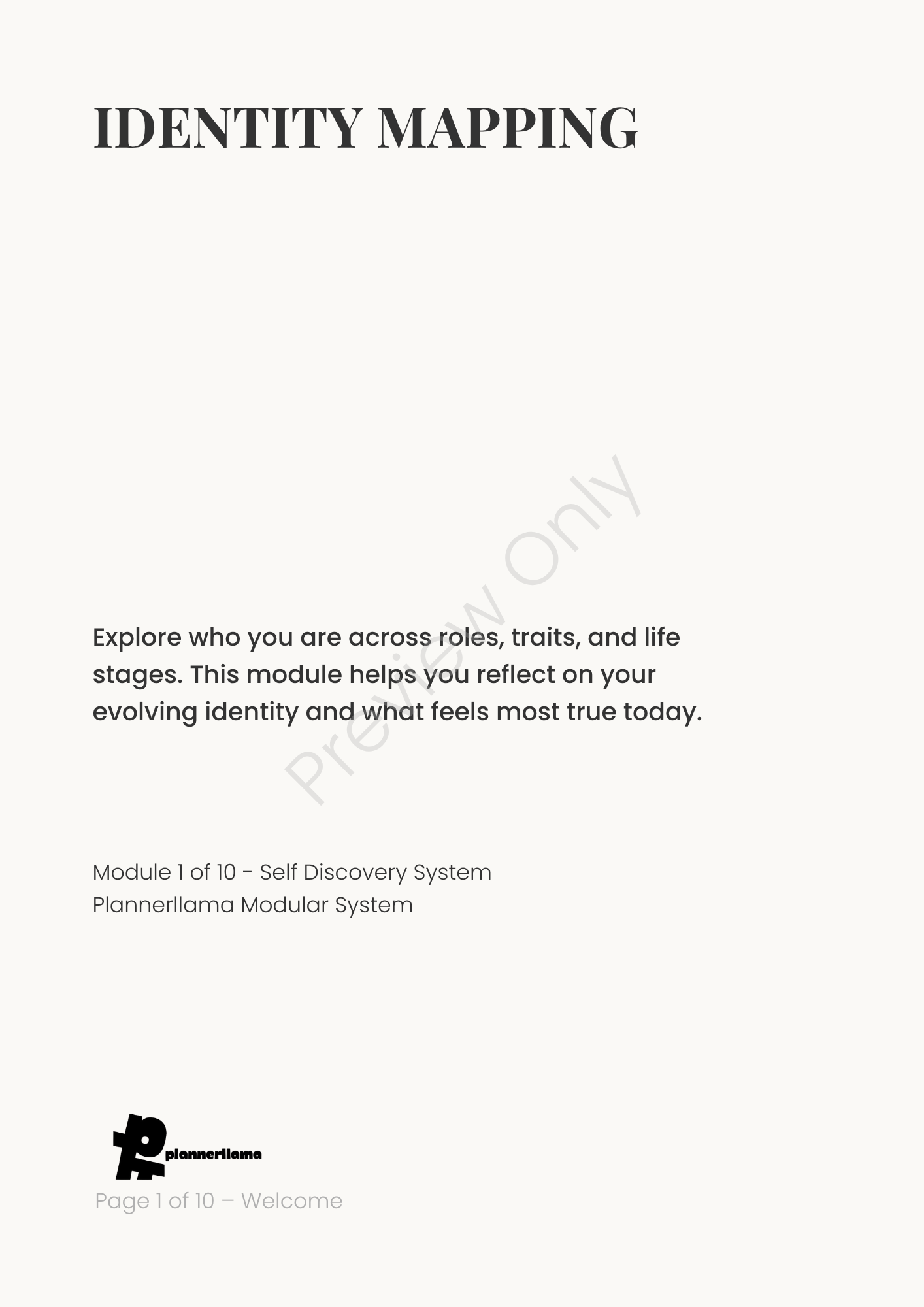 Identity Mapping – Self Discovery System Module 1 | Color + Ink Saver Planner PDF