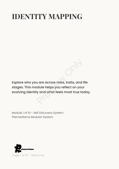 Identity Mapping – Self Discovery System Module 1 | Color + Ink Saver Planner PDF