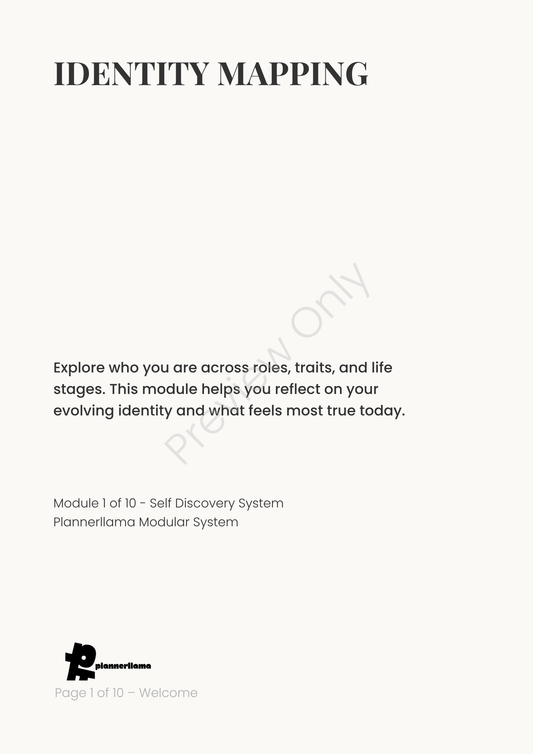 Identity Mapping – Self Discovery System Module 1 | Color + Ink Saver Planner PDF