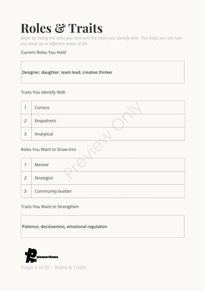 Identity Mapping – Self Discovery System Module 1 | Color + Ink Saver Planner PDF