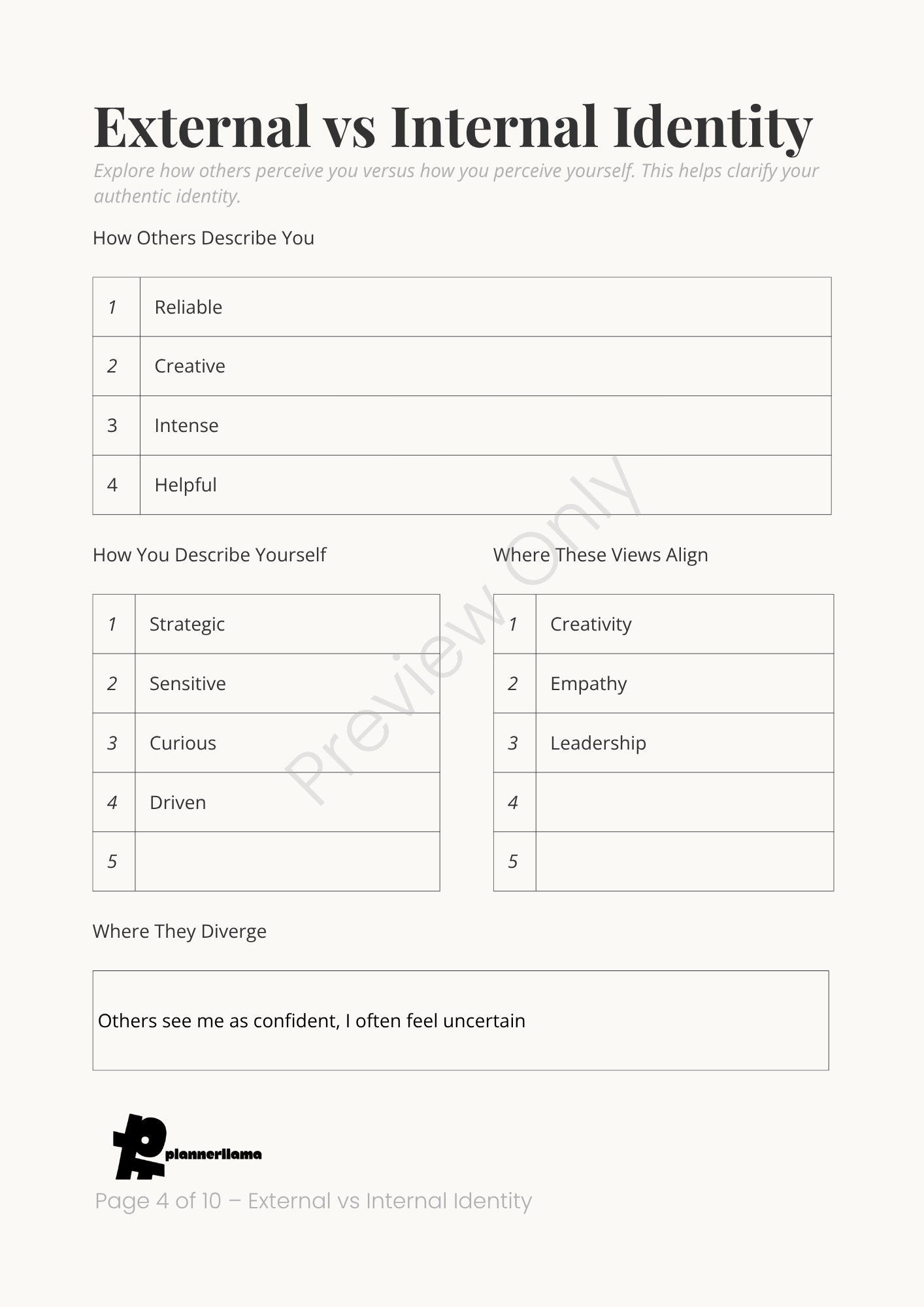 Identity Mapping – Self Discovery System Module 1 | Color + Ink Saver Planner PDF