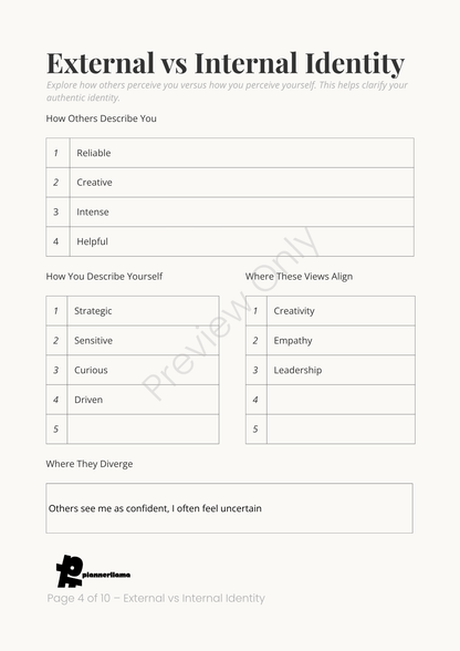 Identity Mapping – Self Discovery System Module 1 | Color + Ink Saver Planner PDF