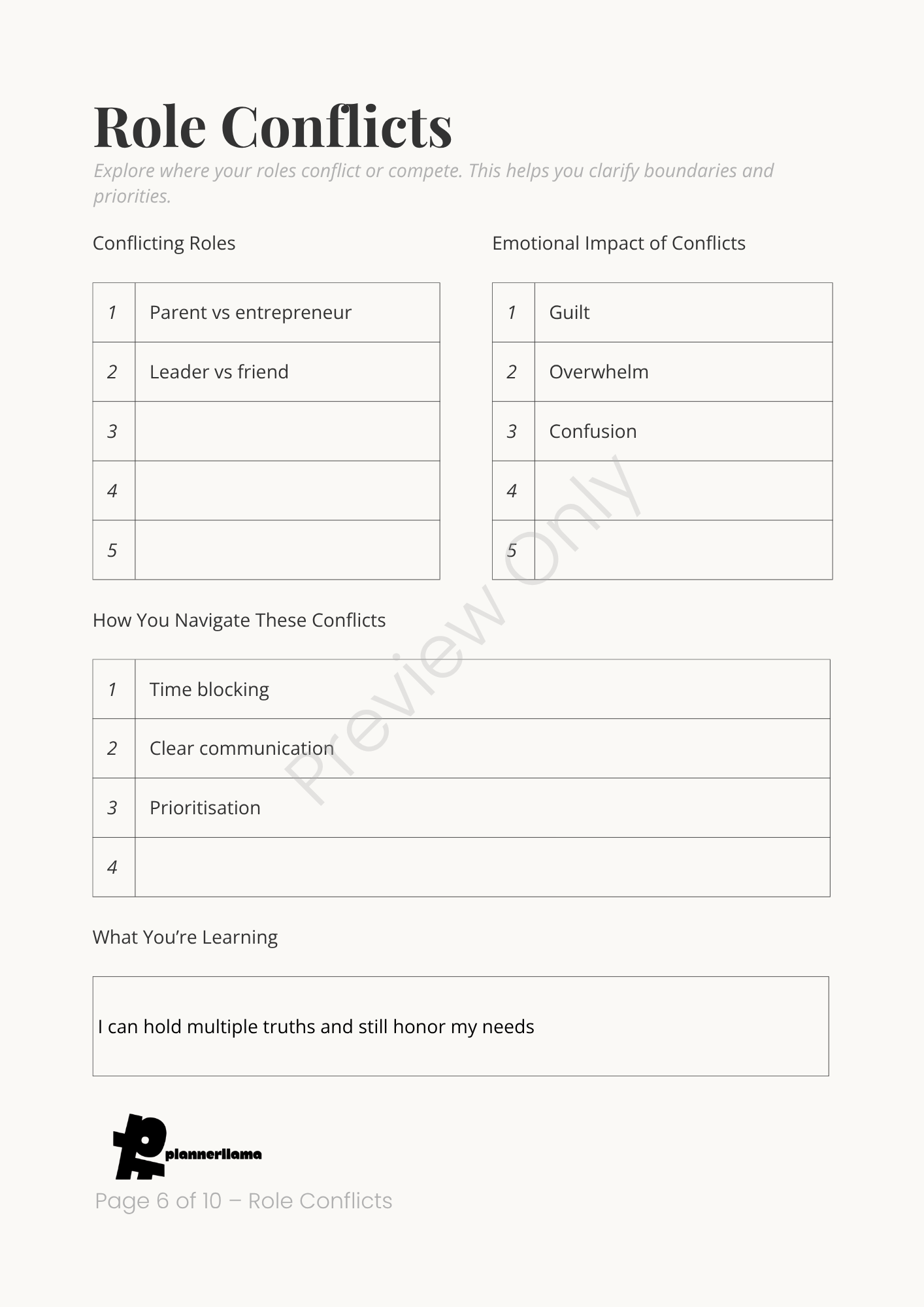 Identity Mapping – Self Discovery System Module 1 | Color + Ink Saver Planner PDF