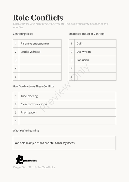Identity Mapping – Self Discovery System Module 1 | Color + Ink Saver Planner PDF