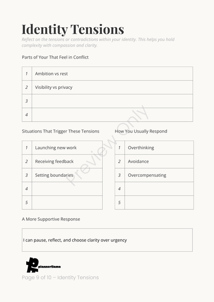 Identity Mapping – Self Discovery System Module 1 | Color + Ink Saver Planner PDF