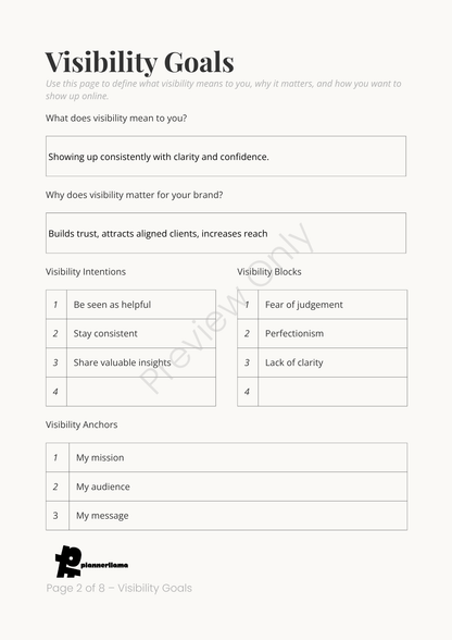 Visibility Planner – Module 7 | Color + Ink Saver Planner PDF