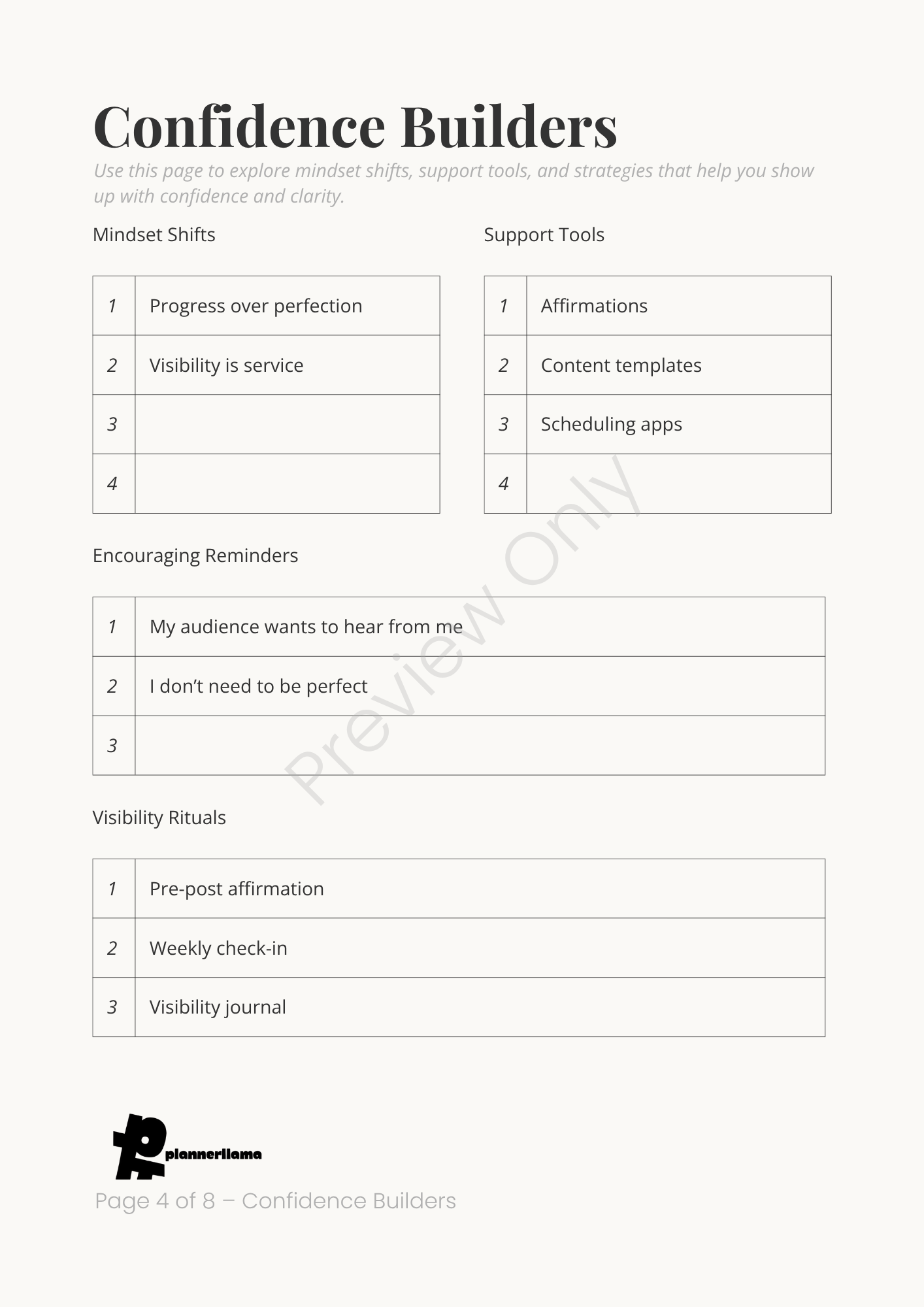 Visibility Planner – Module 7 | Color + Ink Saver Planner PDF